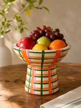 Load image into Gallery viewer, The Citrus-Plaid Pedestal Fruit Bowl
