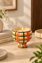 Load image into Gallery viewer, The Citrus-Plaid Candle Holder
