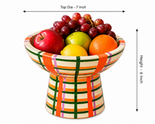 Load image into Gallery viewer, The Citrus-Plaid Pedestal Fruit Bowl
