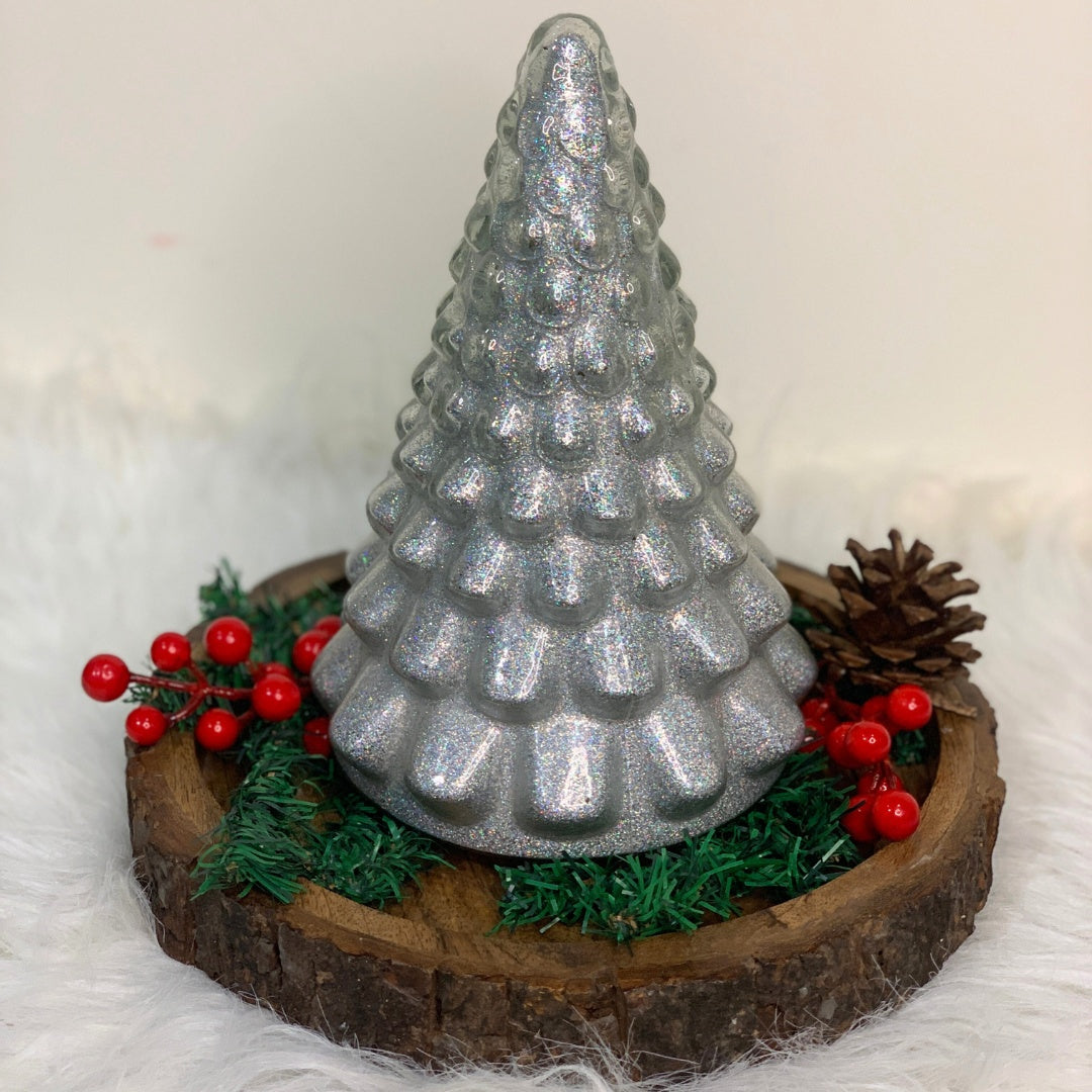 Sparkling Silver Christmas Glass Tree