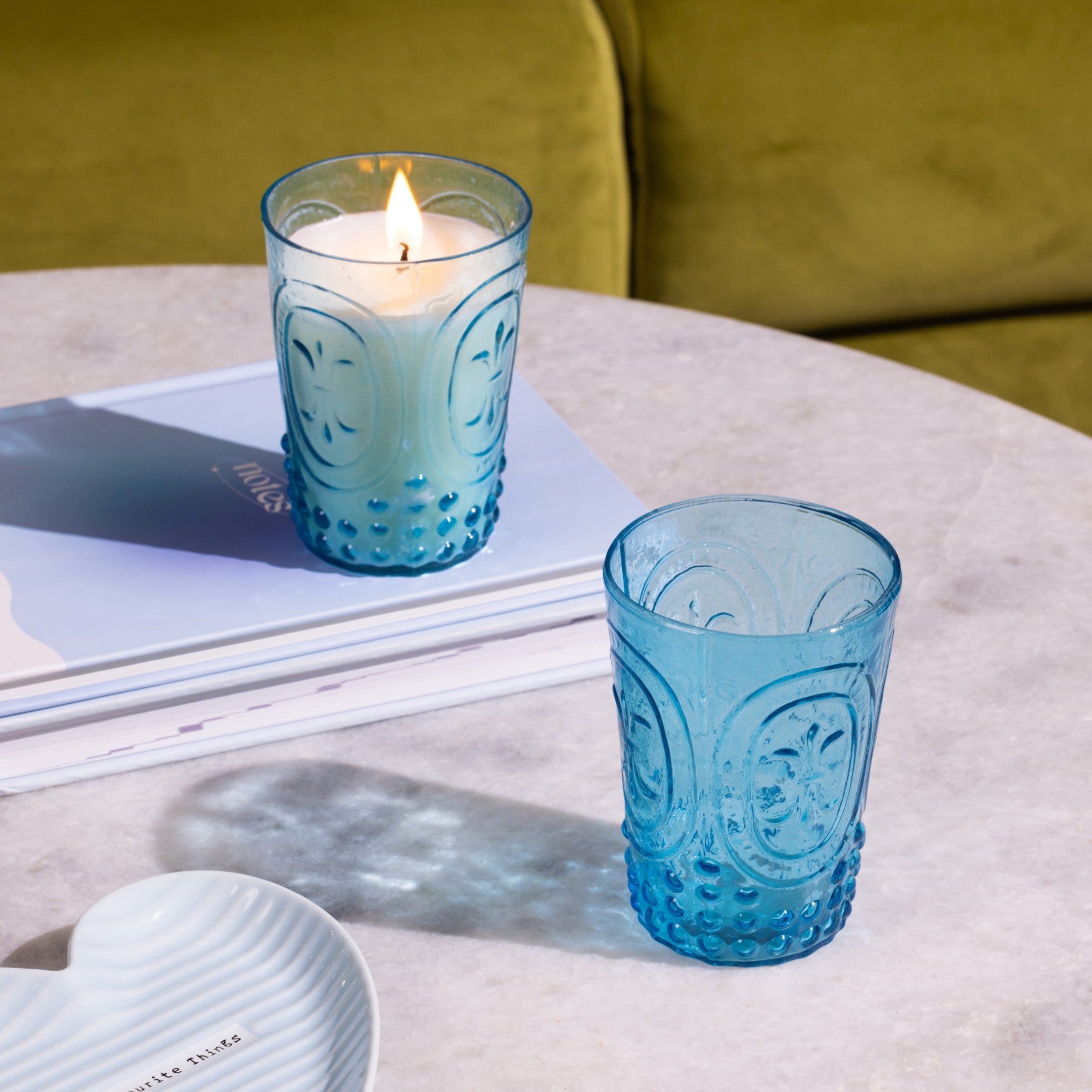Sapphire Blue Glass Soy Wax Candle