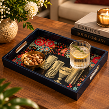 Load image into Gallery viewer, Vintage Floral Barware Serving Tray
