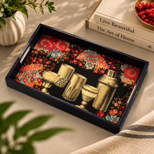 Load image into Gallery viewer, Vintage Floral Barware Serving Tray
