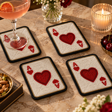 Load image into Gallery viewer, Beaded Ace of Hearts Coaster - Set of 4
