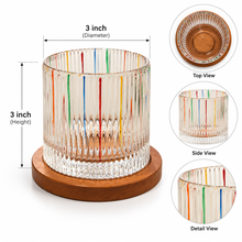 Load image into Gallery viewer, Revolving Ribbed Glass Tumbler with Wooden Coaster – Set of 2
