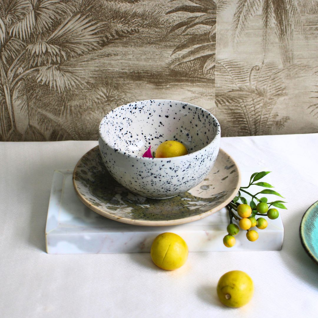 Dotted White- Ceramic  Serving Bowl
