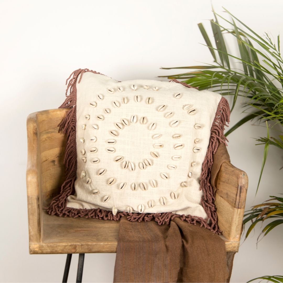 Shell Embellished Cushion Cover