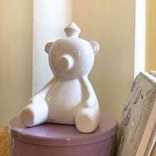 Load image into Gallery viewer, Little Mr. Glossy: Decorative White Ceramic Teddy
