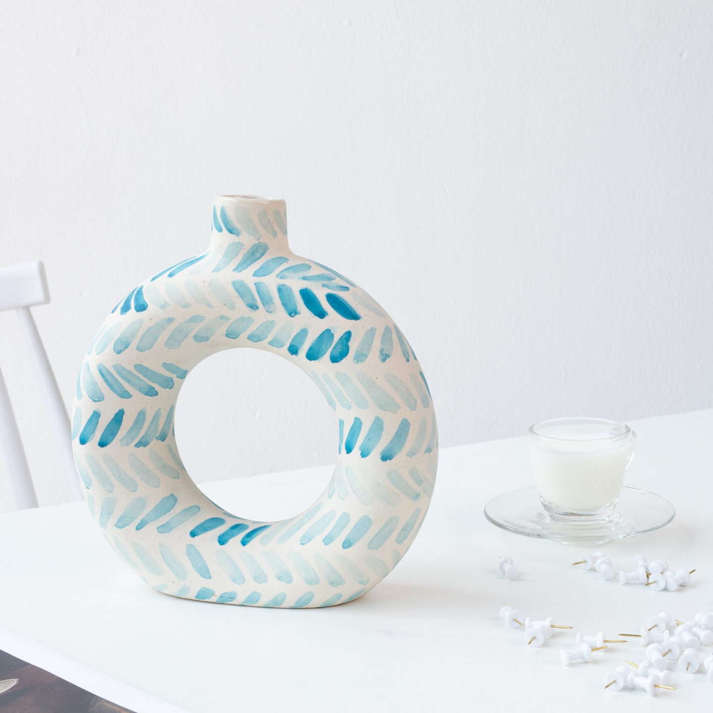 Blue Tales-Hand-painted Donut Vase