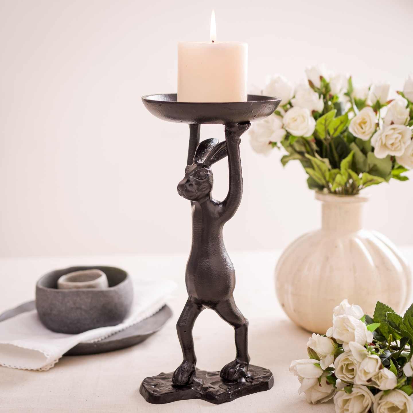 Black Strong Bunny Candle Stand