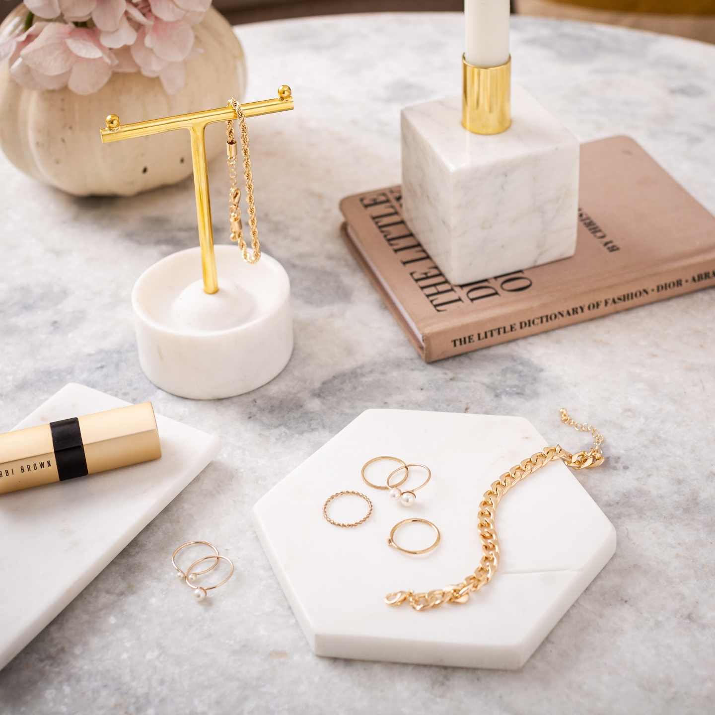 Snowhite box - Marble Candle holder