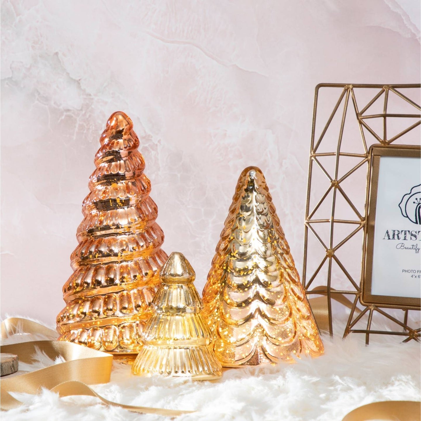 A White & Bright Christmas- Gift set of 3 Glass Trees
