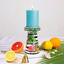 Load image into Gallery viewer, Flamingo in the Tropics- Hand painted Pillar Candle Stand
