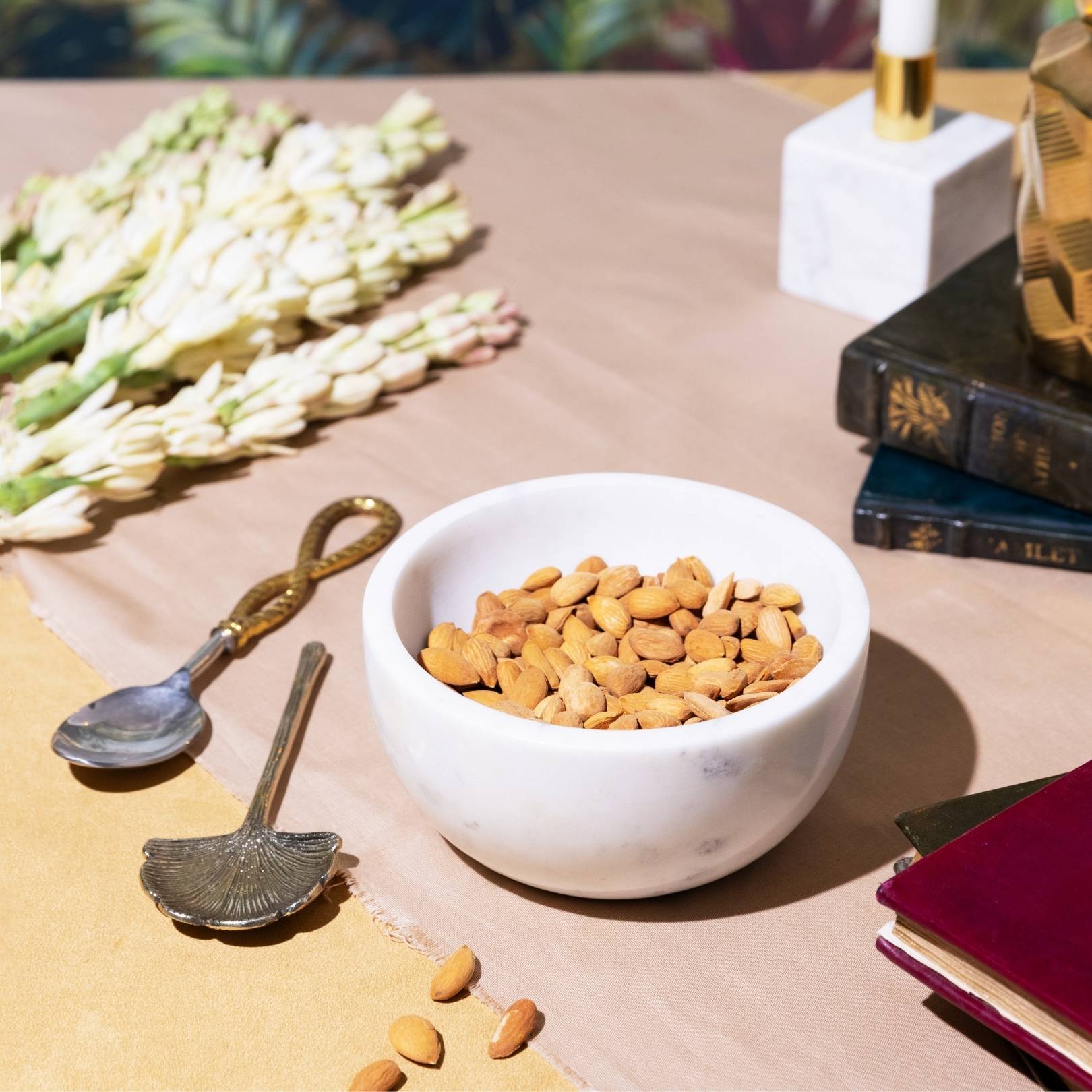 Classic White Marble Serving Bowl