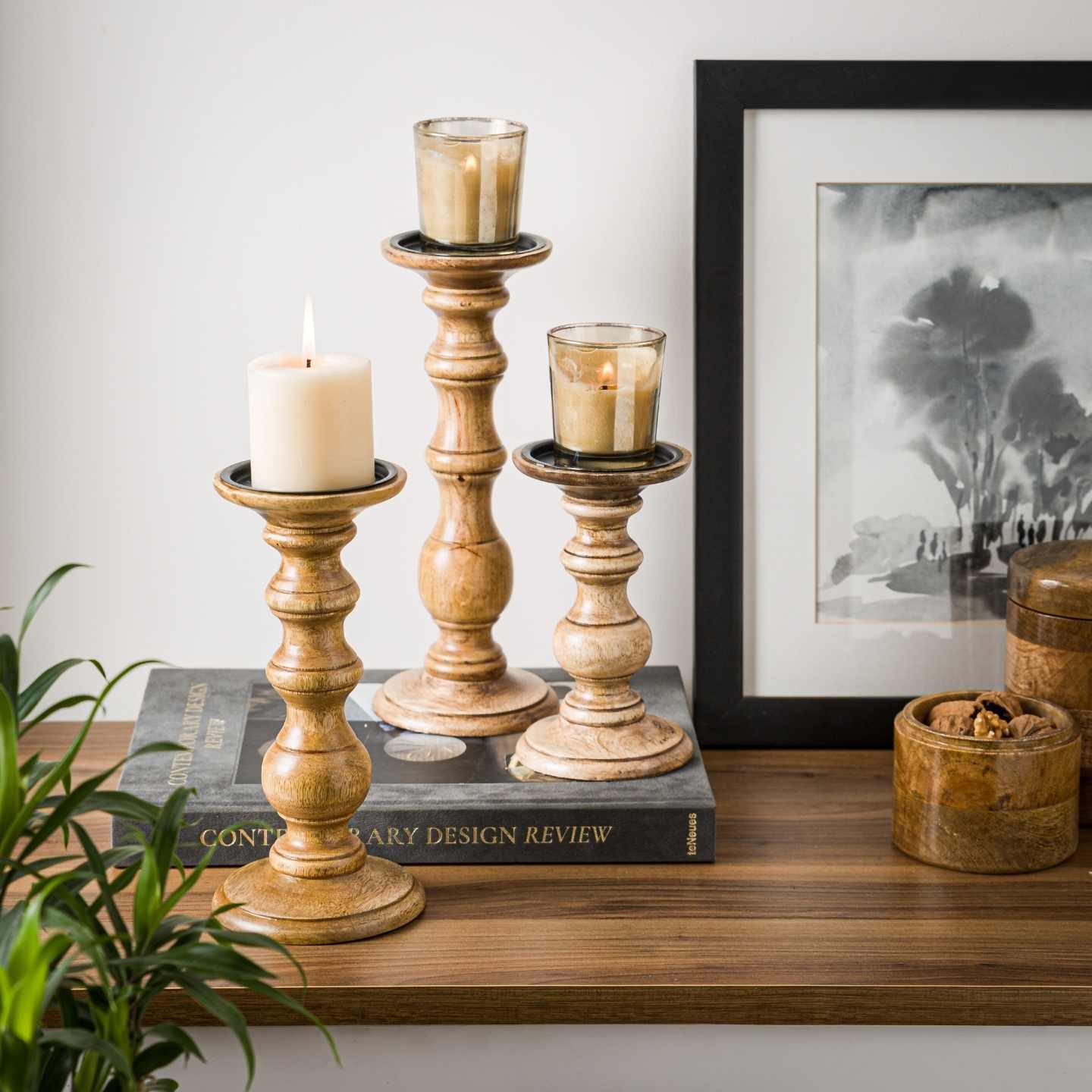 The Classic Antique Style Pillar Candle Stands set of 3