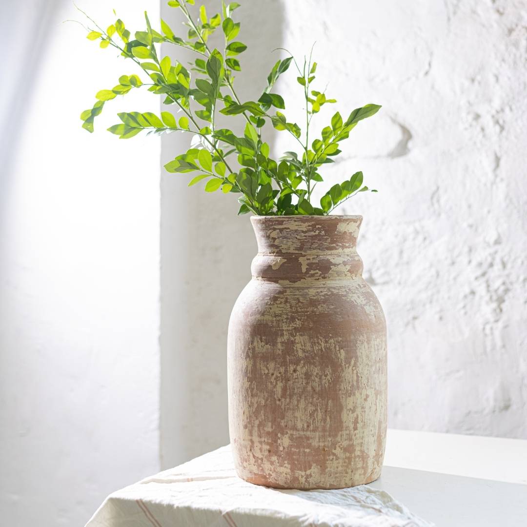 Aged White Terracotta Flower Pot
