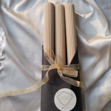 Load image into Gallery viewer, Ribbed Tapered soy wax candle in Beige
