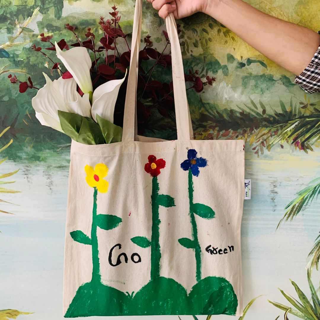 Go Green - Hand-painted Tote bag