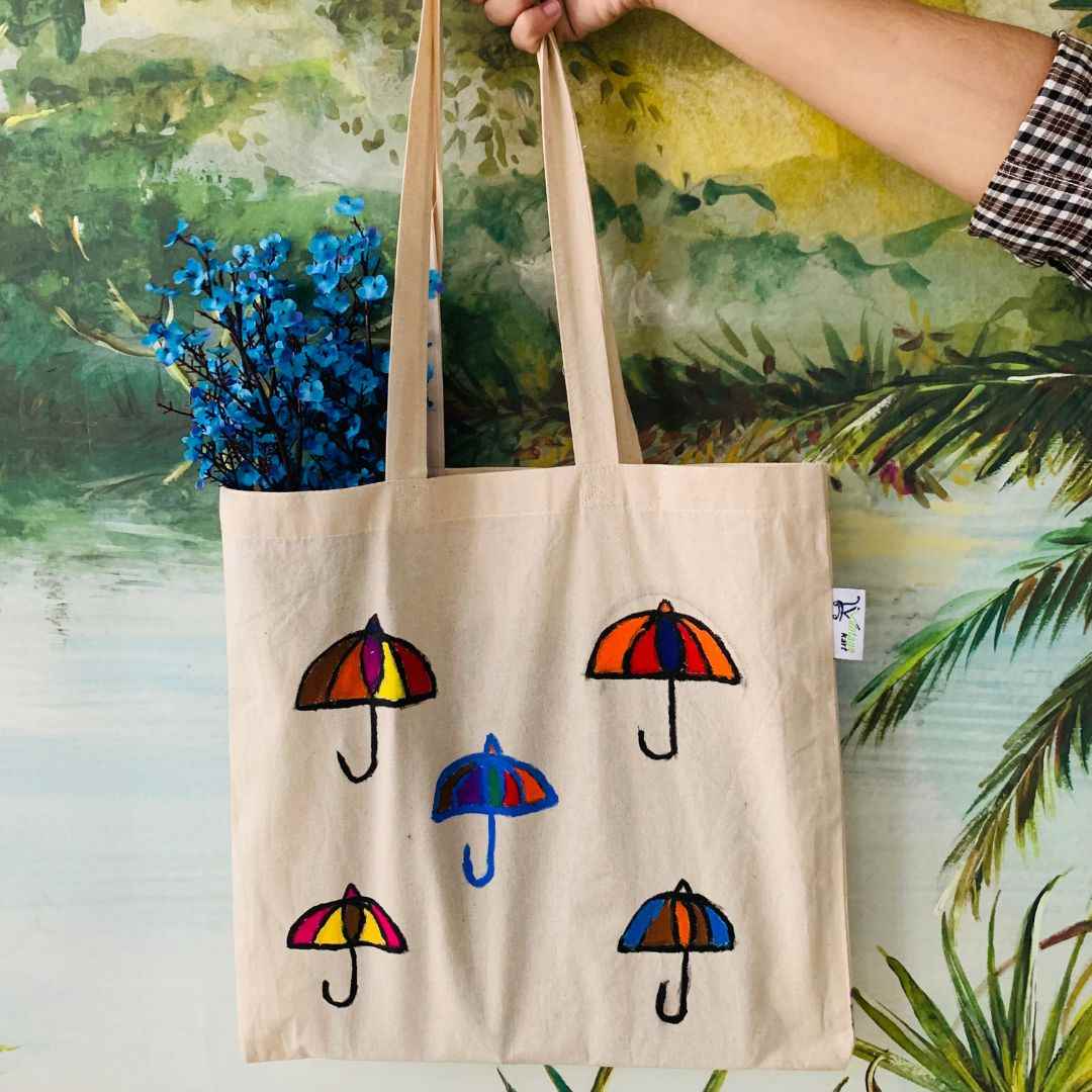 Let it rain- Hand-painted Tote bag