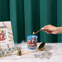 Load image into Gallery viewer, Riding on a Sleigh ! Handpainted &amp; Handpoured Hazlenut Soy Wax Candle
