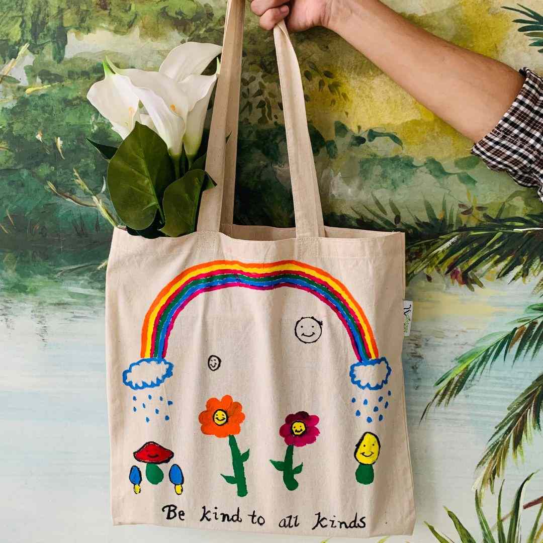 Be kind to all kinds- Hand-painted Tote bag