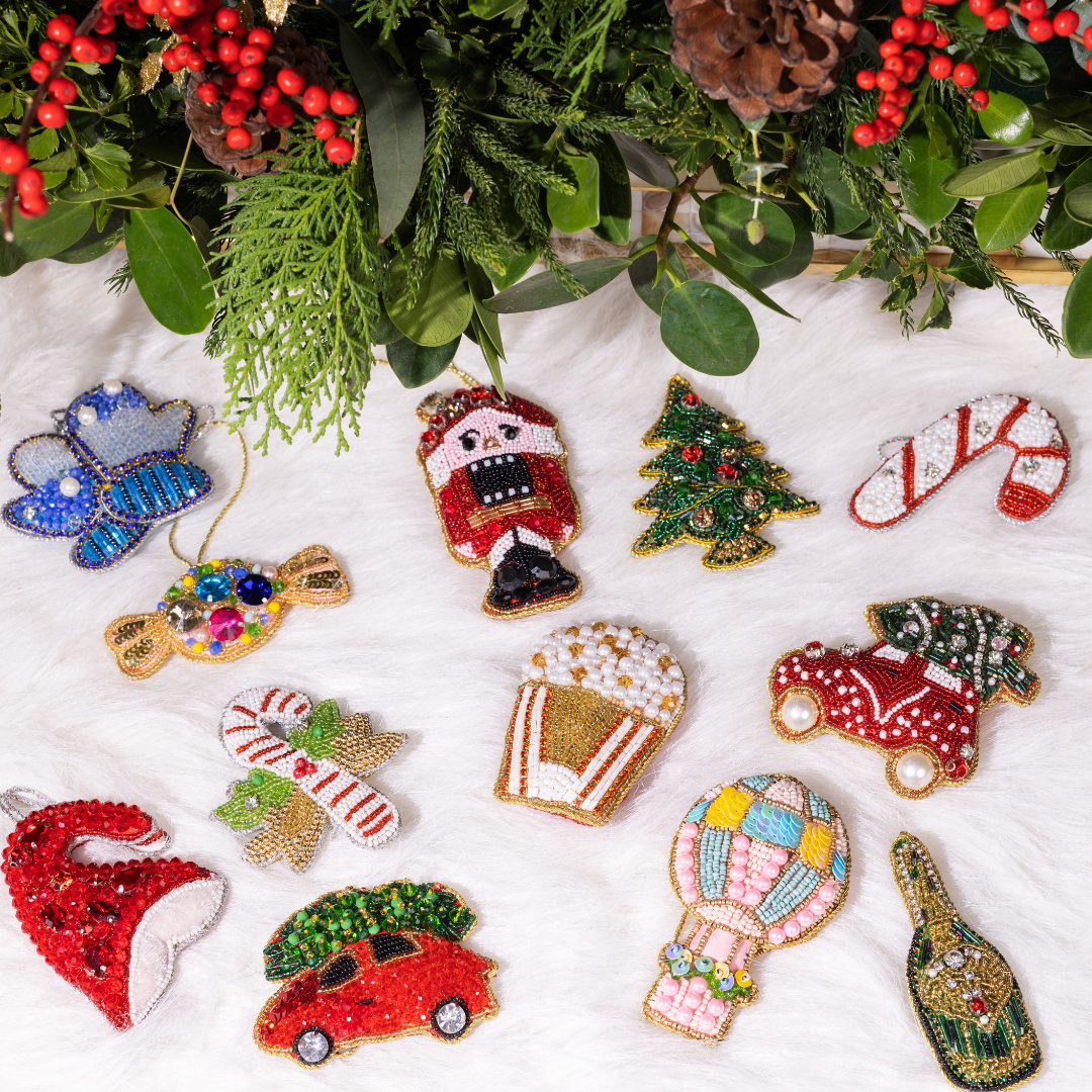 Snowy Nights ! Embellished Christmas tree decorations Pack of 12